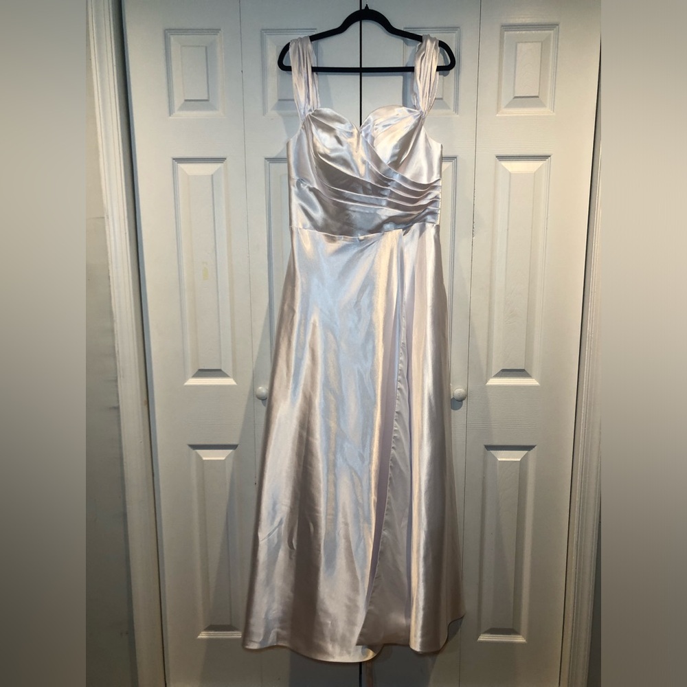Elegant White Satin Evening Gown